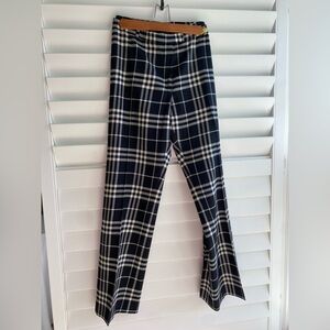 Burberry Womens Plaid Trousers in Black and Soft White